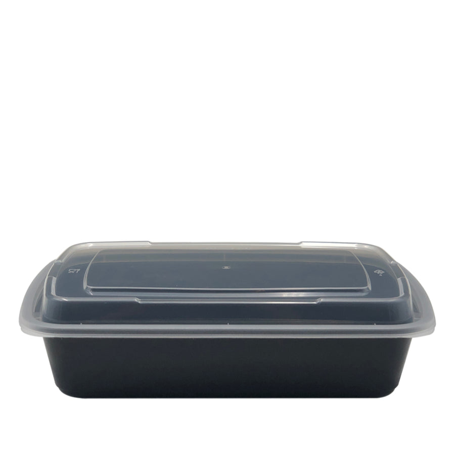 DT-28B 28oz Rectangular Microwavable Container with Lid - 150/Case