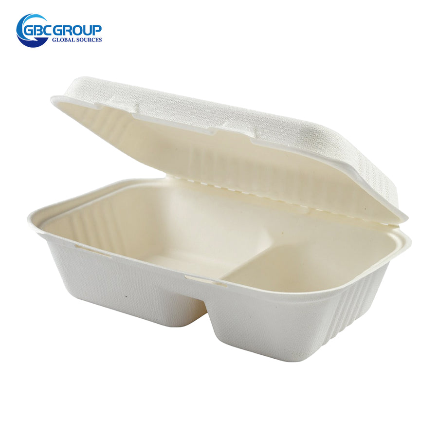 GD-9632 2 SECTION MIDIUM SIZE  FIBER HINGED LID CONTAINERS, 250/CASE