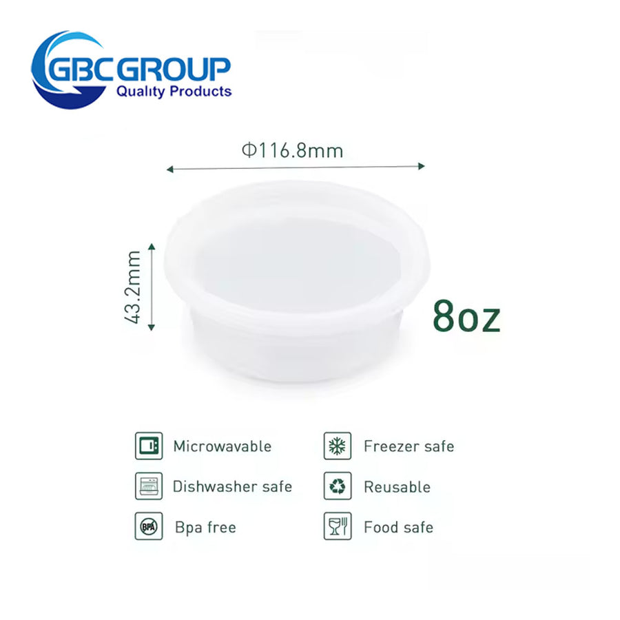 S-8 8 oz. Microwavable Clear Plastic Deli Container and Lid Combo Pack - 240/Case(With Vent Hole)