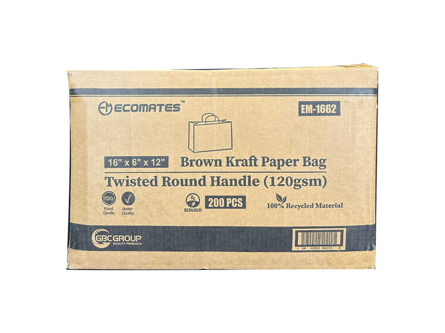 EM-1662     Kraft Paper Bag (Twisted Round Handle 120gsm) 16