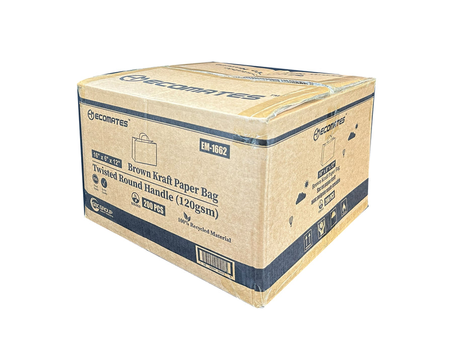 EM-1662     Kraft Paper Bag (Twisted Round Handle 120gsm) 16