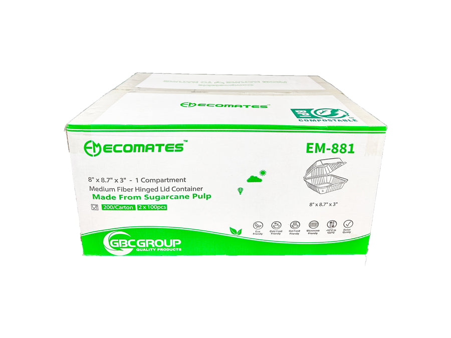 EM-881/GD-881 MEDIUM SIZE DEEP HINGED LID CONTAINERS, 200/CASE
