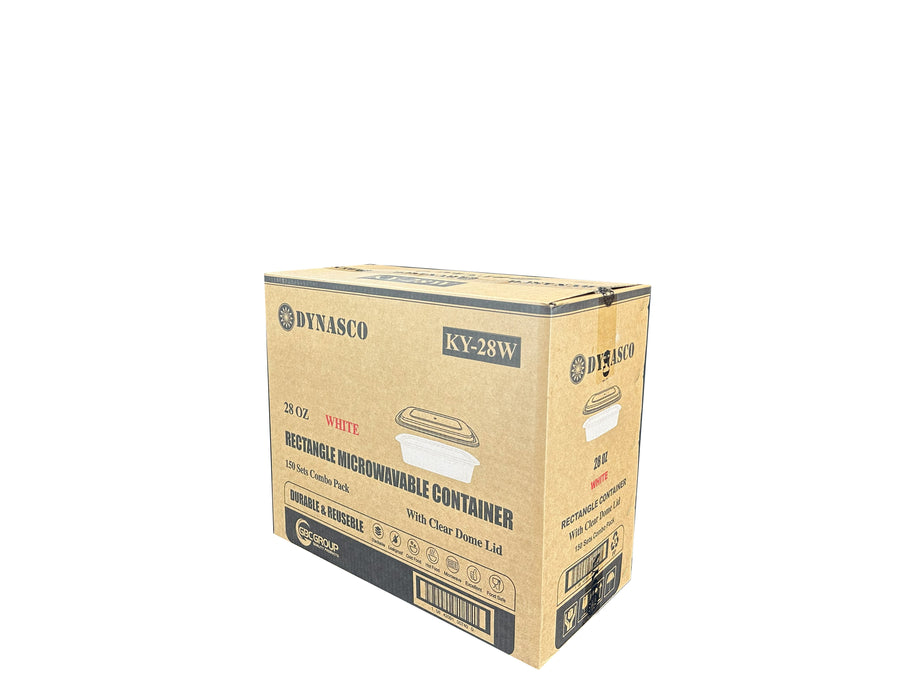 KY-28W 28oz Rectangular Microwavable Container with Lid - 150/Case