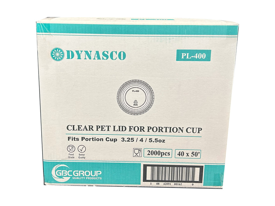 PL-400     PET Plastic Lid for 3.25 to 5.5oz. Portion Cup   2000/CS
