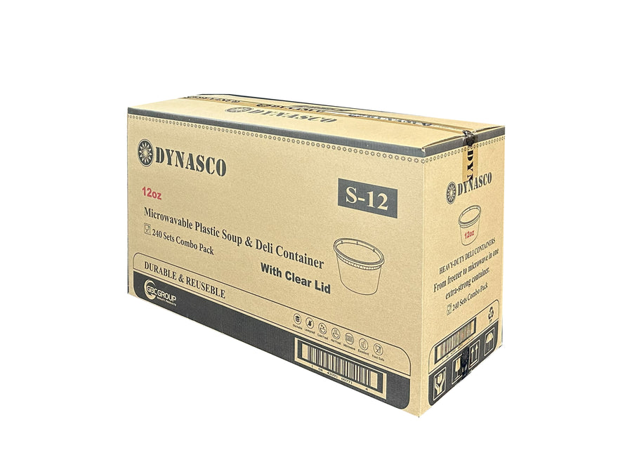S-12 12 oz. Microwavable Clear Plastic Deli Container and Lid Combo Pack - 240/Case(With Vent Hole)