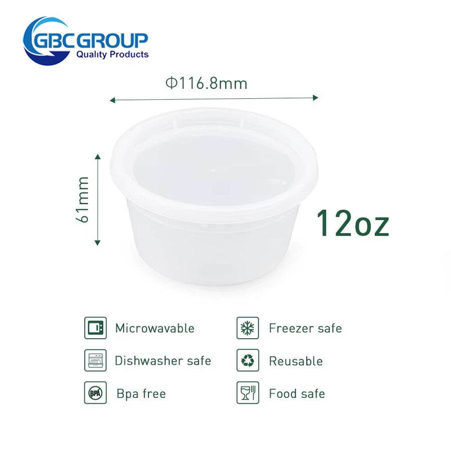 S-12 12 oz. Microwavable Clear Plastic Deli Container and Lid Combo Pack - 240/Case(With Vent Hole)
