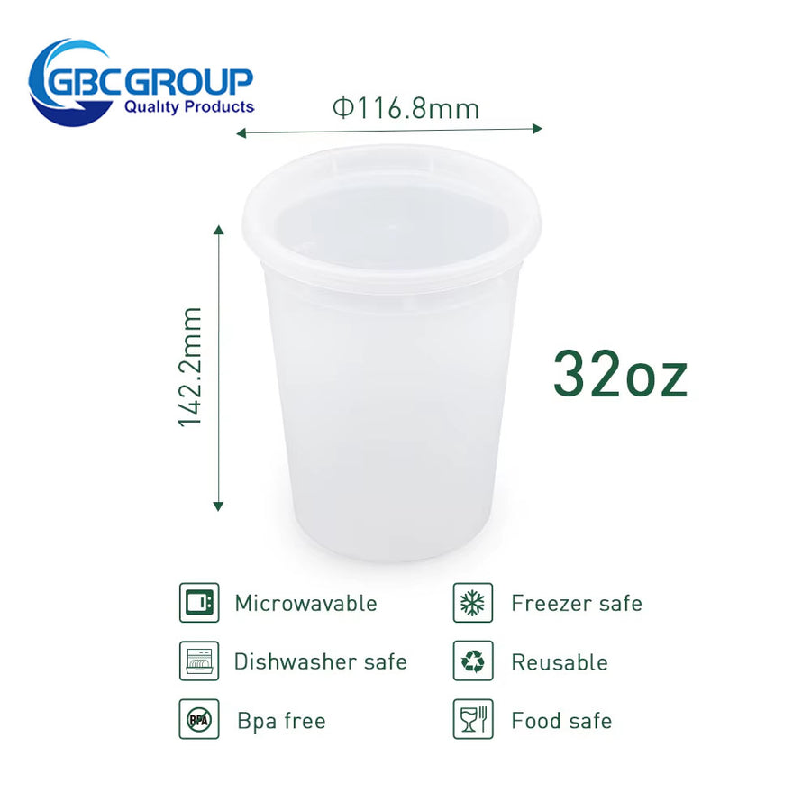 S-32 32 oz. Microwavable Clear Plastic Deli Container and Lid Combo Pack - 240/Case(With Vent Hole)