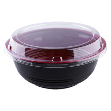 1000mL Black/Red Donburi Bowl w/ Lid 300Set/CS