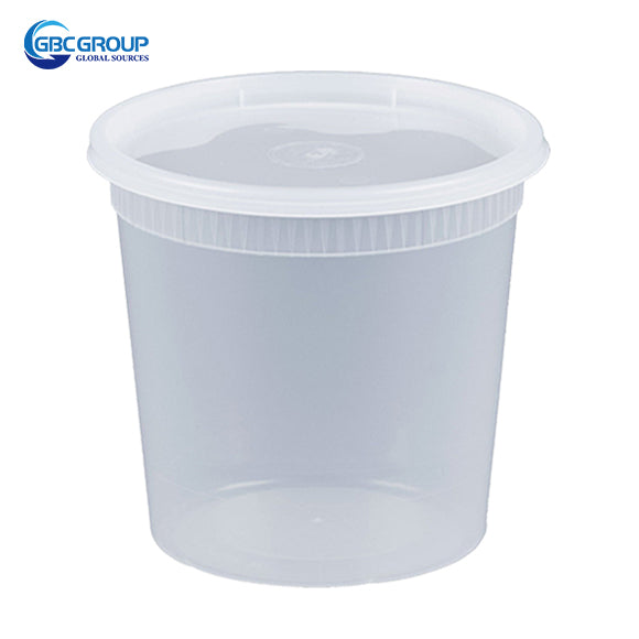 S-32 32 oz. Microwavable Clear Plastic Deli Container and Lid Combo Pack - 240/Case(With Vent Hole)