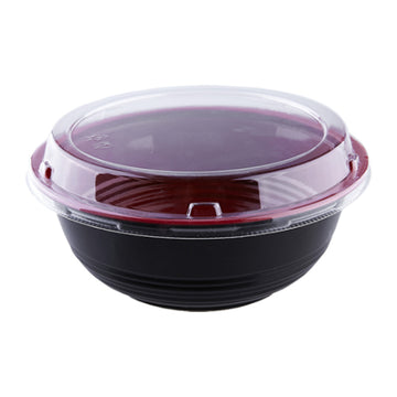 700mL Black/Red Donburi Bowl w/ Lid 400Set/CS