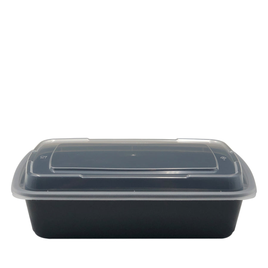 DT-32B 32oz Rectangular Microwavable Container with Lid - 150/Case