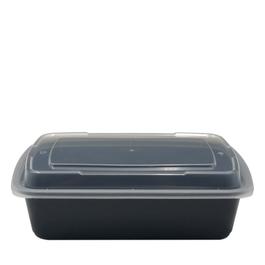 DT-38B 38oz Rectangular Microwavable Container with Lid - 150/Case