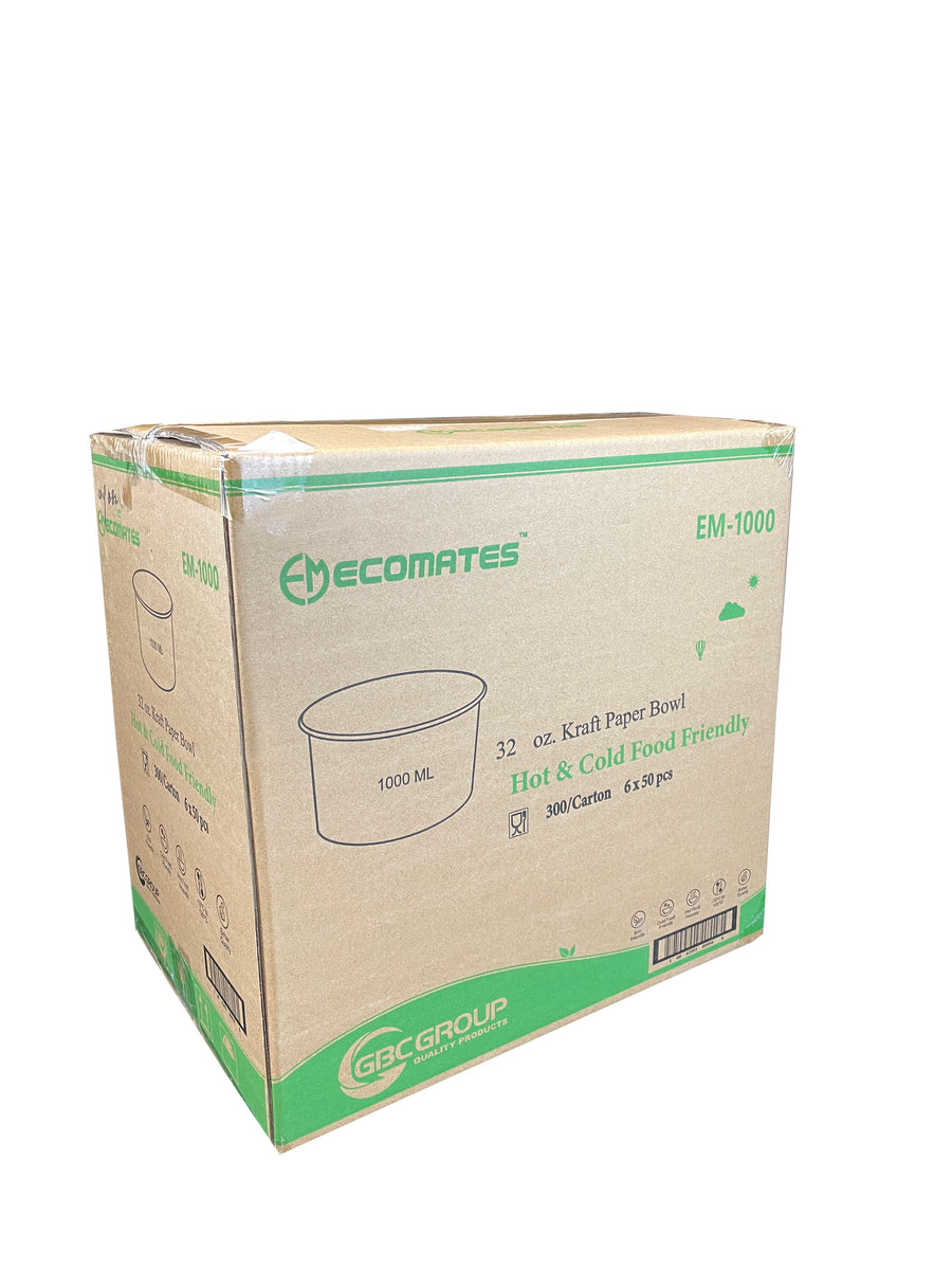 EM-1000 Bowl Kraft Paper 32oz, Case 6x50