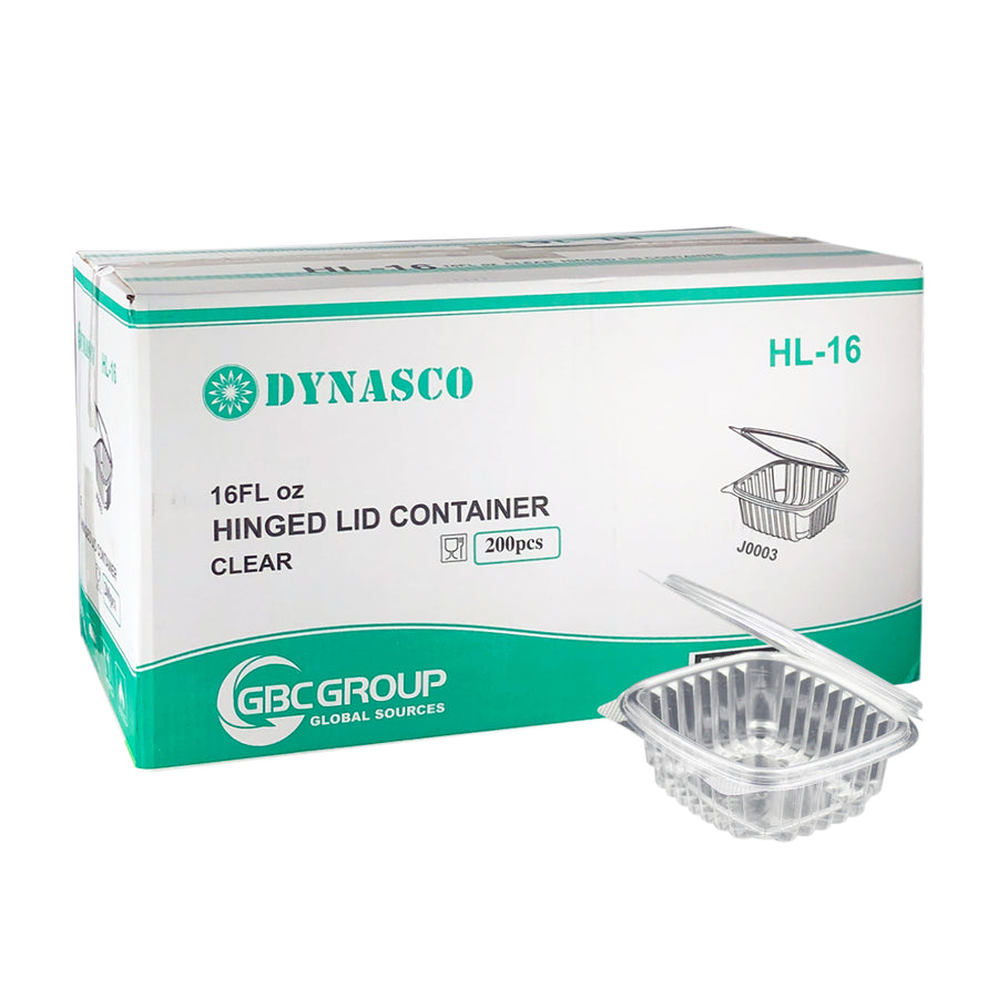 Dynasco HL-16 16oz Seal Clear Hinged Container 200/CS