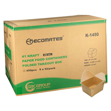 EcoMates K-1450 #1 Kraft Take-Out Box 450/Case