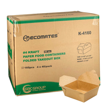 EcoMates K-4160 #4 Kraft Take-Out Box 160/Case