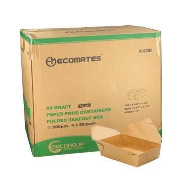 EcoMates K-9200 #9 Kraft Take-Out Box 200/Case