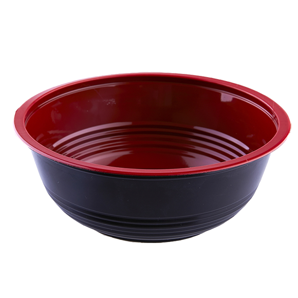 700mL Black/Red Donburi Bowl w/ Lid 400Set/CS